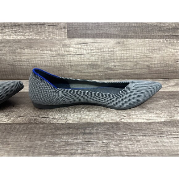 Rothys The Point Flats Cloud Gray Birdseye Knit Slip On Shoe Womans 7 Used - Picture 6 of 14